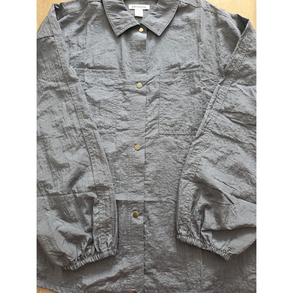 Athleta Women's Small Blue Nylon Button Front Utility Shirt Long Sleeve - Picture 2 of 10